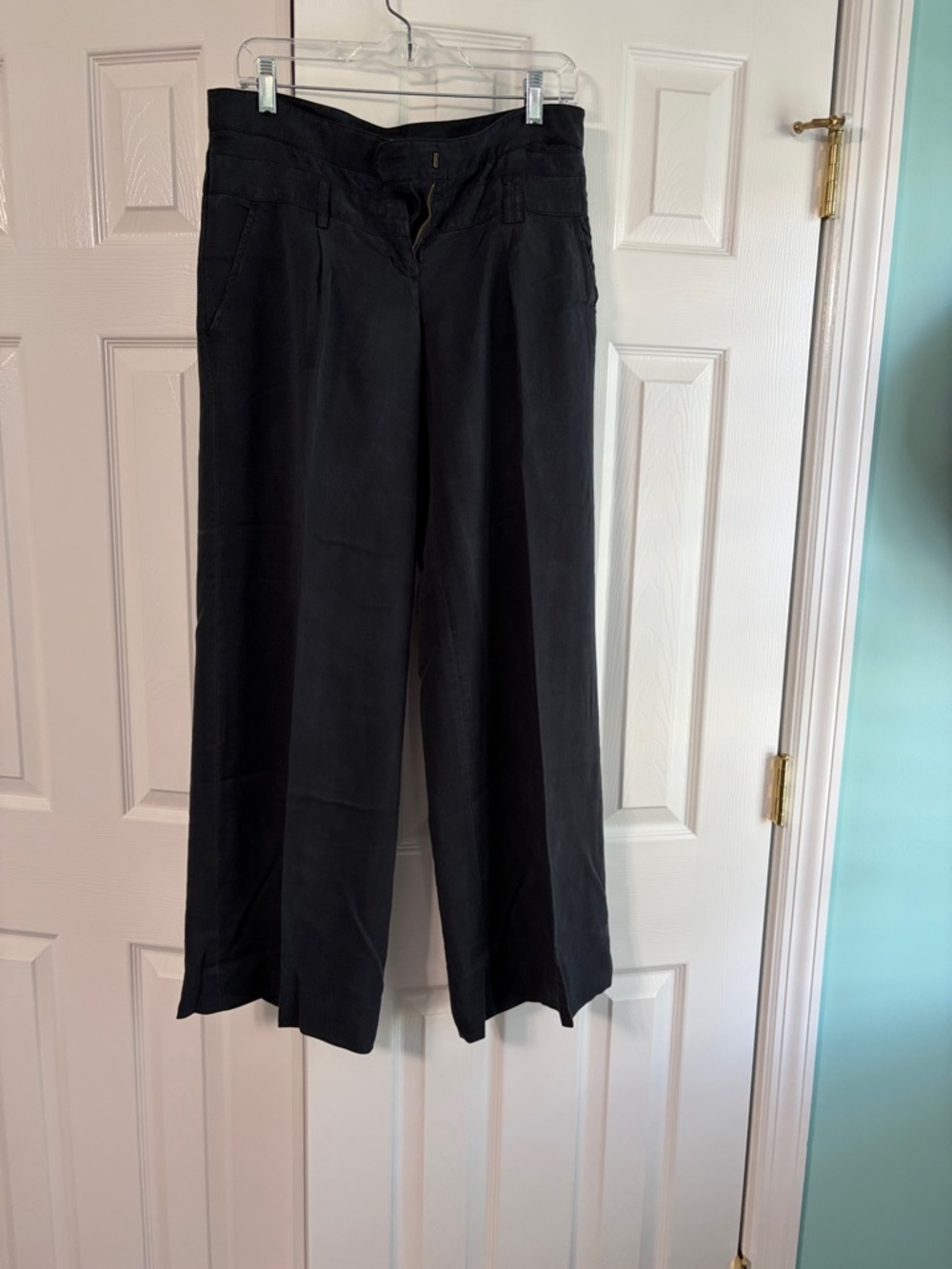 BCBGMaxAzria Navy and Gold Logo Waistband Detail
